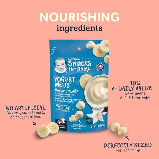 Gerber Baby Snacks Yogurt Melts, Mixed Berries, 1 Ounce (Pack of 7)