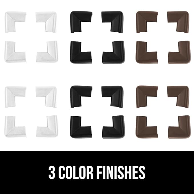 GORILLA GRIP Baby Proof Corners and Edges for Furniture, Kid Proofing Adhesive Table Corner Protectors, Heavy Duty Soft Rubber Foam Protection, Includes 8 Protective Safety Guards, 15 Feet, Brown