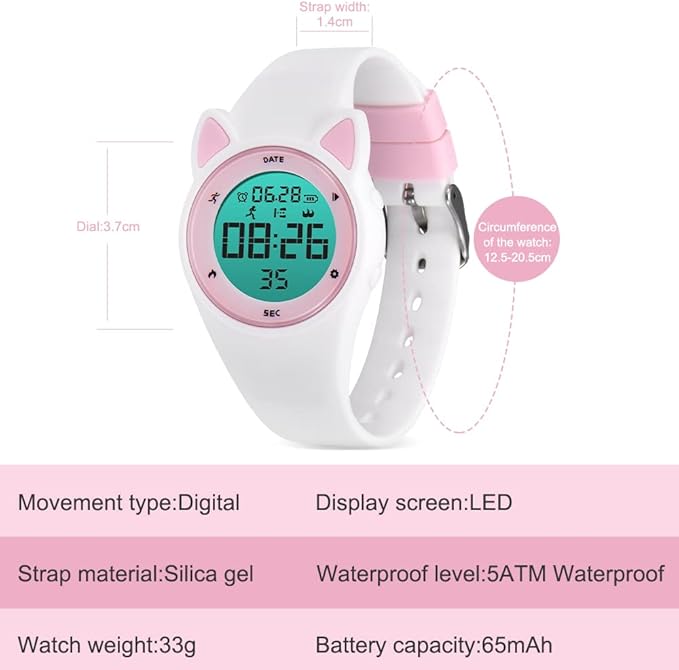 Kids Watches for Girls Boys Digital Sport Watch with Step Counter Pedometer Vibration Alarm Clock, No App Waterproof Fitness Tracker Kids Watch Boys Girls Teens Students Ages 5-16