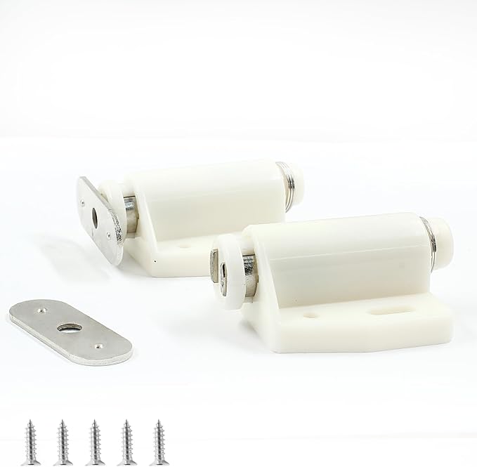 2 Pack Cabinet Magnetic Touch Latch, Push to Open Catches Magnet Push Release Latches Hardware for Kitchen Cabinet Drawer Cupboard Closet Door (White)