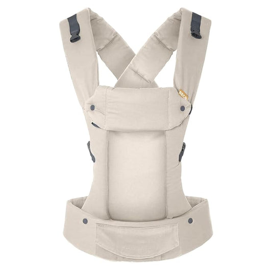 Beco Gemini Baby Carrier from Newborn to Toddler - Certified Ergonomic Newborn Baby Carrier for Infants and Children of 7-35 lbs - M Shape, Adjustable Seat, 100% Cotton (Ecru)