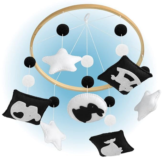 Montessori Mobile Baby for Crib - Black and White Mobile Give Visual Stimulation to Engage Your Newborn - Baby Crib Mobile for Boys & Girls - Baby Mobile for Crib