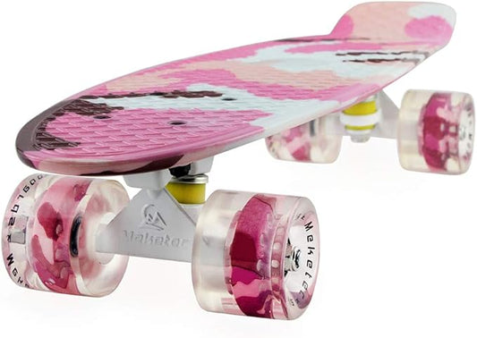 Skateboards Complete 22 Inch Mini Cruiser Retro Skateboard for Kids Boys Youths Beginners