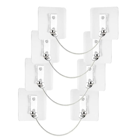 Furniture Anchors 4 Pairs No Drill Heavy Duty Anchors Fridge Lock Adjustable Self-Adhesive Safety Anti Tip Straps for Baby Proofing 220lbs Tension Earthquake Resistant Metal Straps Prevent Falling