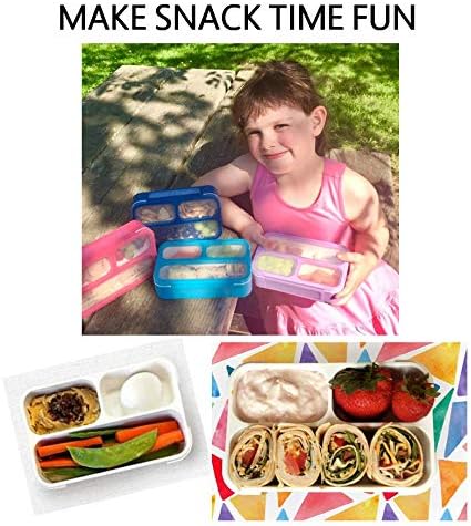 Snack Container - Small Bento Lunch Box for Kids Girls Boys Toddlers | MINI Leak-proof Boxes, Baby Bentobox for Daycare, Portion Containers, BPA-Free Pink and Blue Set of 2