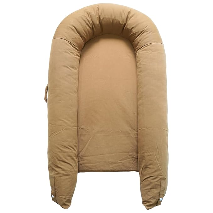 Deluxe Infant Lounger, Baby Nest Cover for Baby Girls & Boys, Newborn Essentials for Baby 0-12 Months, 100% Cotton (GoldenBrown)