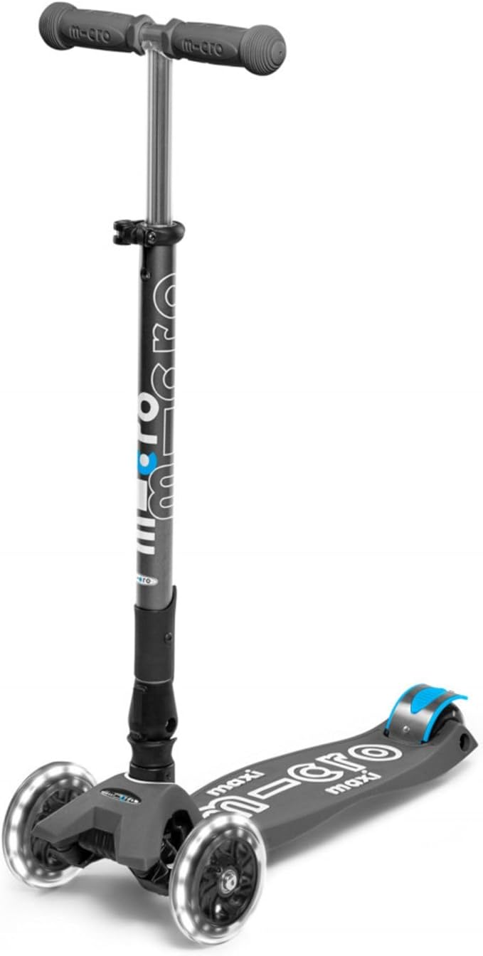 Micro Kickboard - Maxi Deluxe Foldable LED - Three Wheeled, Lean-to-Steer, Fold-to-Carry Swiss-Designed Micro Scooter for Kids with Motion-Activated Light-Up Wheels for Ages 5-12