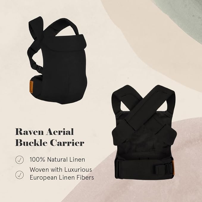 WildBird - Aerial Carrier - 7 to 45 lbs - for Moms, Dads & Caregivers - 100% Natural European Linen Fibers - Versatile & Adjustable - Large Size - Raven Fabric