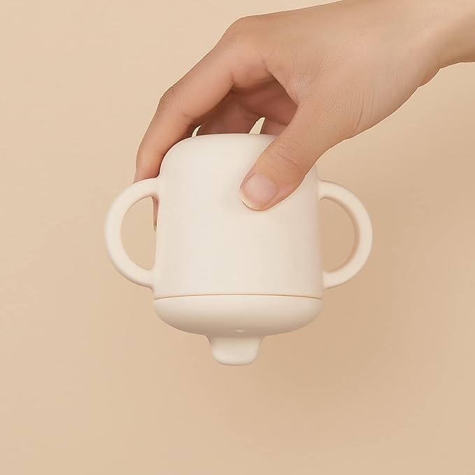 6 Months+ Sippy Cups with Handles,Small Silicone Sippy Cups Leak Proof 5oz,No Spill Sippy cups for Toddlers (Soft Lilac)