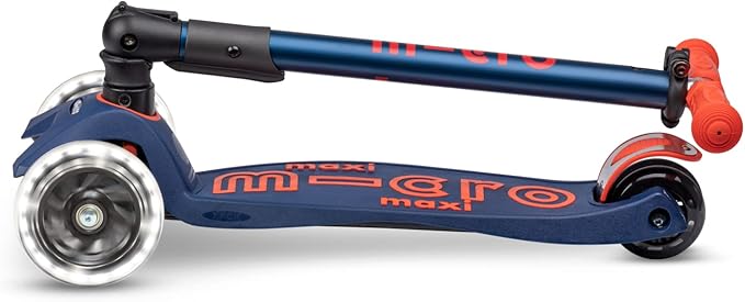 Micro Kickboard - Maxi Deluxe Foldable LED - Three Wheeled, Lean-to-Steer, Fold-to-Carry Swiss-Designed Micro Scooter for Kids with Motion-Activated Light-Up Wheels for Ages 5-12