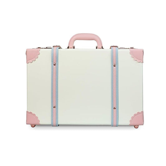 Unitravel Baby Keepsake Case, Handmade Memory Storage Box, Newborn Keepsake Box, Vintage Suitcase for Baby Shower, Baptism, Naming Ceremony or Birthday (cream white, 18")