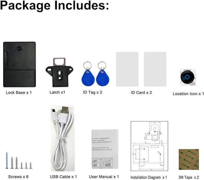 RFID Locks for Cabinets Hidden DIY Lock - Electronic Lock with USB Cable for Wooden Drawer Locker Cupboard Gun Box