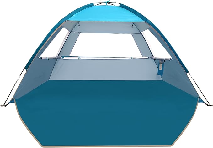 COMMOUDS Beach Tent Sun Shade for 3/4-5/6-7/8-10 Person, UPF 50+ Beach Sun Shelter Canopy Tent, Lightweight, Easy Set Up and Carry