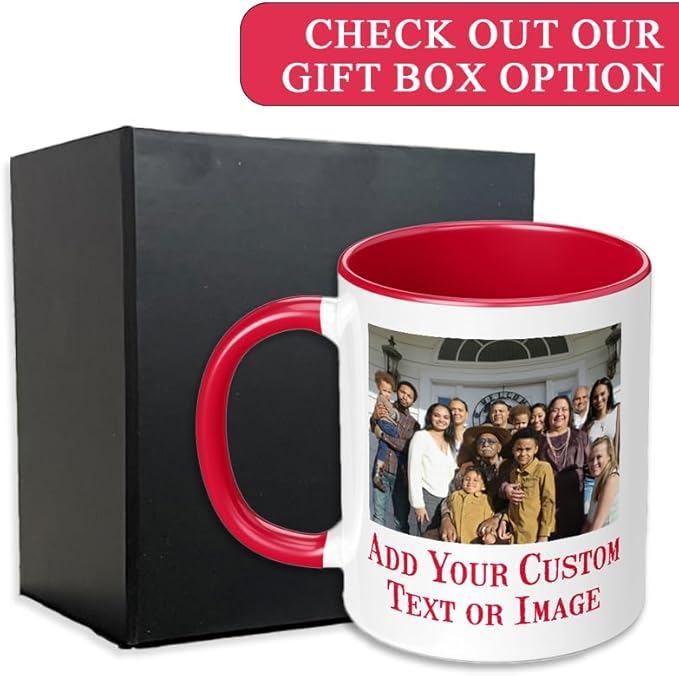 Personalized Mother's Day Coffee Mug, Custom Mum Photo Text 11 Oz Ceramic Mug, Customized Mom Gift Idea Picture Name Cup, Taza Cafe Personalizadas Fotos, Cute Gifts Mom Women Dad Men, Red