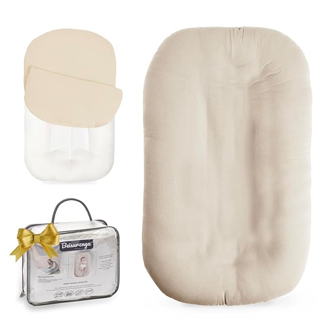 Baby Lounger - Snuggle Cozy Me Infant Lounger for Newborns | Breathable & Soft, Portable Awake-Time Pad, Essential Baby Gift- Coffee (Lounger Cover Included)