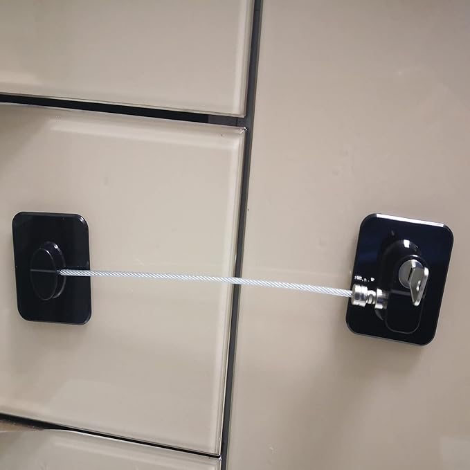 YEYA Refrigerator Lock, Mini Fridge Lock for Kids, Child Safety Cabinet Locks, 2 Pack