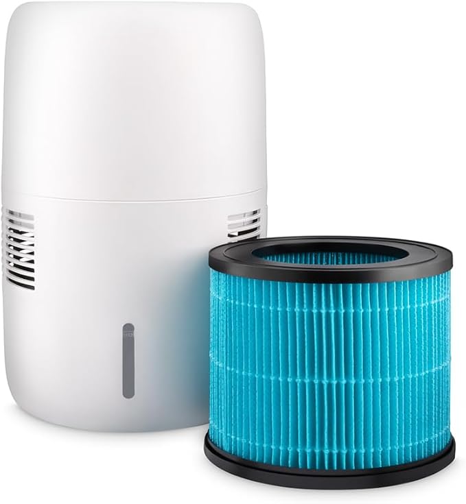Humea Smart Evaporative Humidifier with WiFi & App Control - 3L Tank, 4 Speeds, 300ml/h - Quiet, Mist-Free, No White Dust - Nightlight - For Allergies, Dry Skin, Better Sleep - White