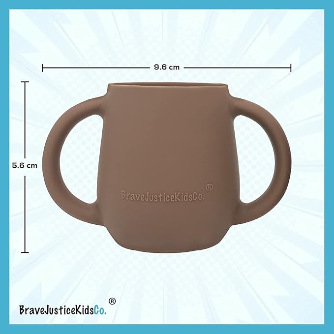 | Teenie Tiny™ Silicone Developmental Baby-Led Weaning Drinking Cups (2 pack) (Warm Taupe)