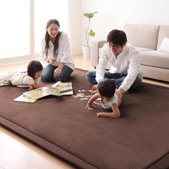 Loartee Coral Velvet Crawling Rugs Area Rugs Play Mat (6'8"x9'8", Coffee) for Toddler Children Yoga Exercise Pads Carpet