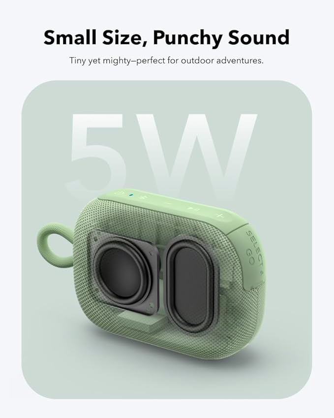 soundcore Select 4 Go Bluetooth Shower Speaker by Anker, IP67 Waterproof/Dustproof, Portable Wireless Speaker, 20H Playtime, Floatable, Powerful Sound, Electronics for Outdoor/Home/Office/Travel-Green