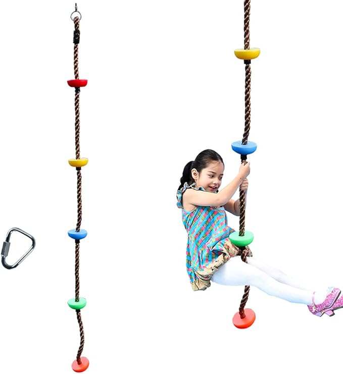 6.56ft Climbing Rope Swing with Treads Climbing Rope Plate Swing Hanging Swing Ninja Rope Accessories