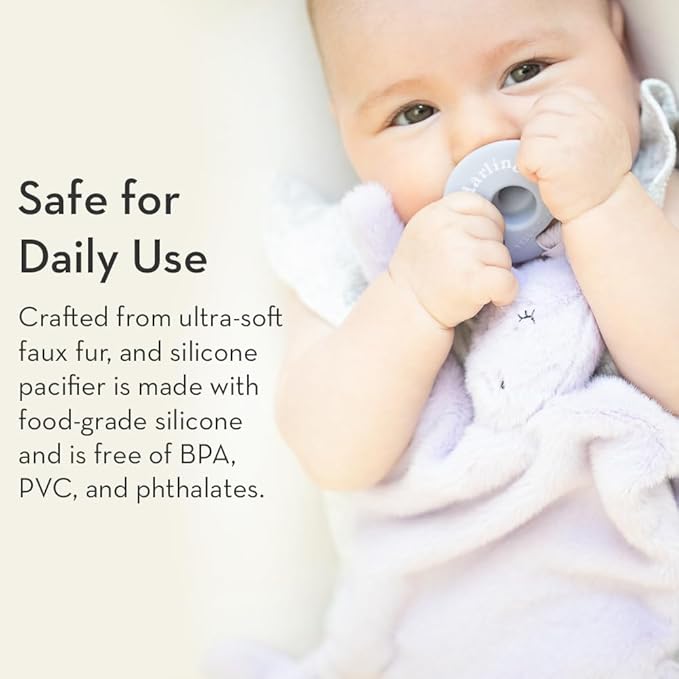 Pacifier Holder with Detachable Pacifier by Bella Tunno, Soft Animal Lovey Snuggle Toy Attaches to Teethers, Baby Gift for Newborn Boys and Girls, Babies 0+ Months, Unicorn