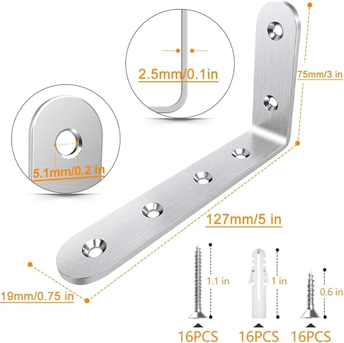 Furniture Anchors (4 Packs) Anti Tip Furniture Anchors for Baby Pet Proofing,Furniture Wall Anchor Furniture Dresser Bookshelf Falling Prevention Device for Children (Silver)