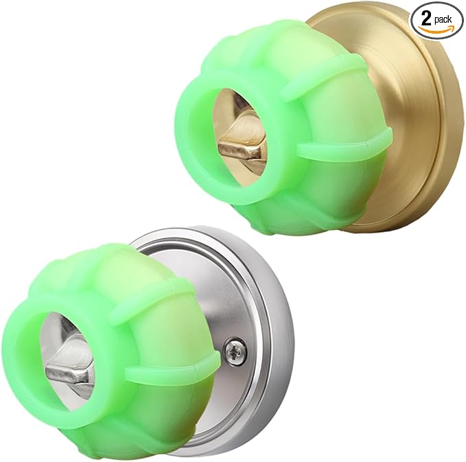 Door Handle Grip Doorstop Knob Stopper Cover, Set of 2 Door Knob Grips Universal Size (Neon Green)
