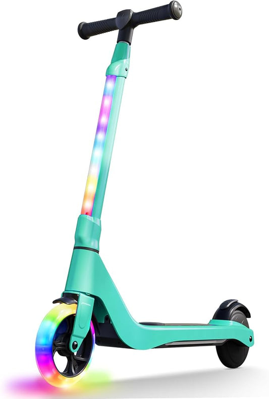 CBD Electric Scooter for Kids, 6 Mph Top Speed, Up to 5 Miles Range, 5.3" Solid Tires Wheel and Front Light, Kick Scooter Adjustable Height for Kids Age 6-12