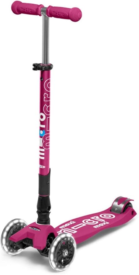 Micro Kickboard - Maxi Deluxe Foldable LED - Three Wheeled, Lean-to-Steer, Fold-to-Carry Swiss-Designed Micro Scooter for Kids with Motion-Activated Light-Up Wheels for Ages 5-12