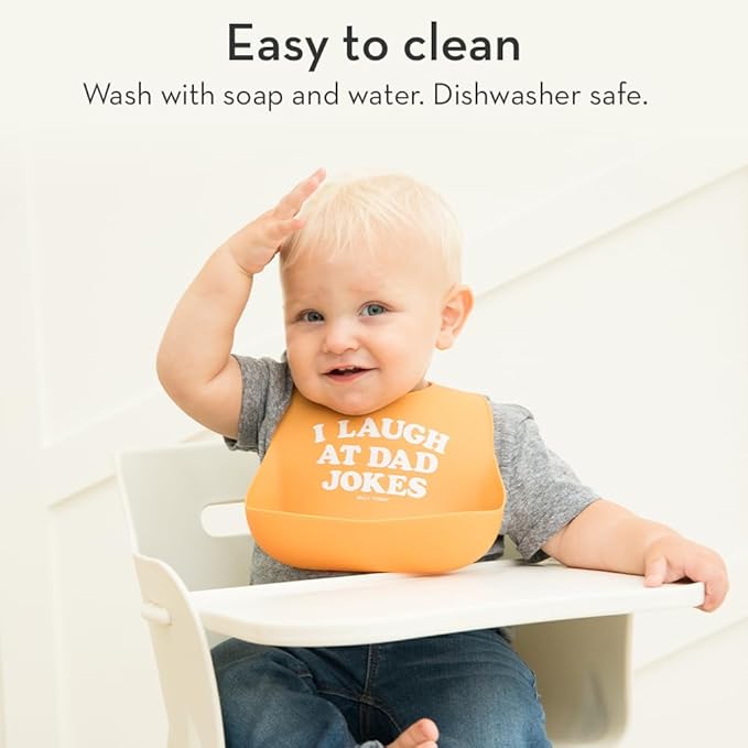 Baby Bib for Eating by Bella Tunno, Waterproof Silicone Bib with Large Food Catcher, Adjustable Fit for Babies 4-12 months & Toddlers 1-3 Years, Boys & Girls, Baby Bro