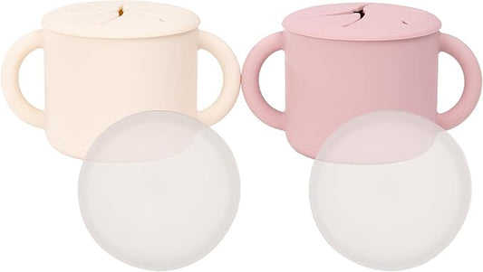 WeeSprout Snack Containers, Food Grade Silicone Snack Cups, Spill-Proof Tops For Toddlers and Babies, Premium Hard Plastic Travel Lids, Dishwasher Safe Toddler and Baby Cups,