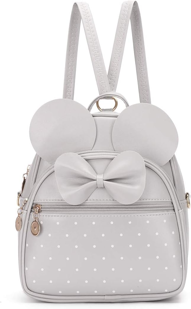 KL928 Girls Bowknot Polka Dot Cute Mini Backpack Small Daypacks Convertible Shoulder Bag Purse for Women