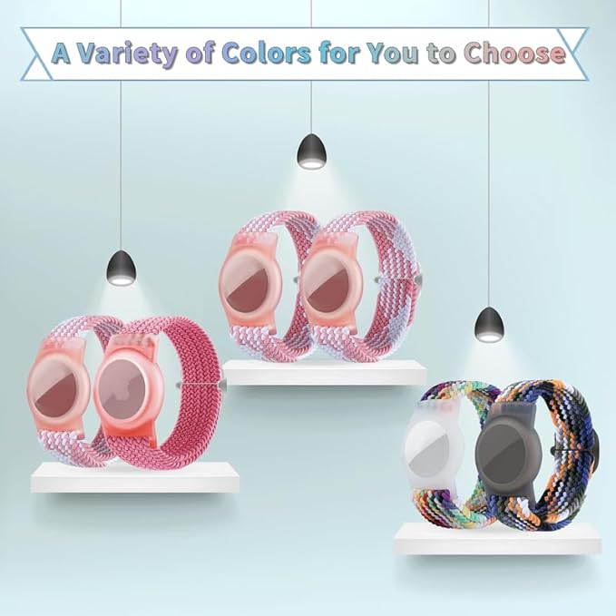 2 Pack Kids Bracelet Compatible with AirTag, GPS Kid Tracker Holder Braided Wristband for Apple Air Tag, 2022 Upgraded Nylon Adjustable Anti Lost Watch Band Fits Airtag for Kids Children Elders