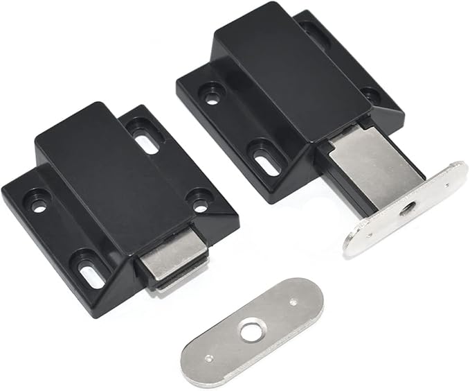 10 Pack Magnetic Push Latch Catch Push to Open Latch Pressure Touch Release Cabinet Catch for Doors Drawers Release Latch Kitchen Drawer Push Catch Pop Out Latch (Black)