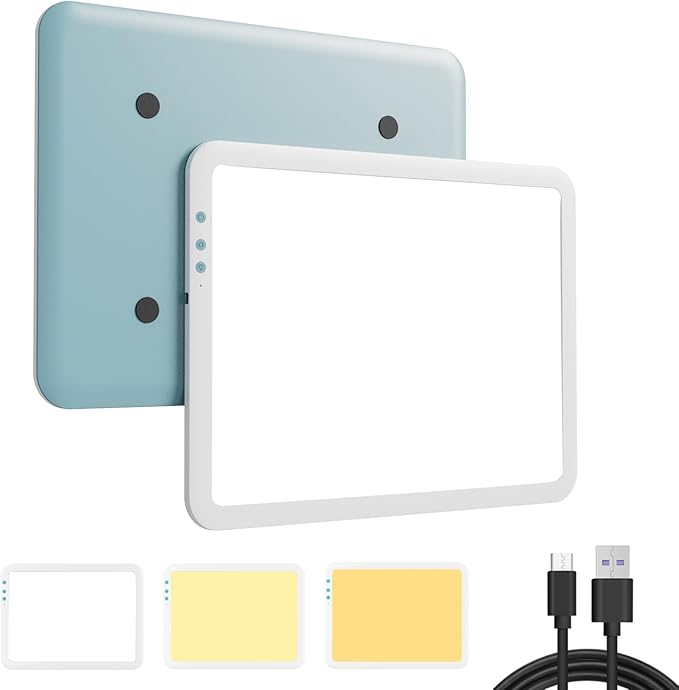 HIUKCOLED Rechargeable A4 Light Pad, Battery Powered Light Board, Stepless/6-level Dimmable Brightness with 3 Colors, Wireless LED Light Tracing Box for Diamond Painting,Drawing,Sketching,Animation