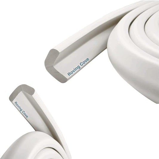 Roving Cove HeftyFit Edge Protector for Baby Proofing (9ft Large Edge Only), Heavy-Duty Soft Furniture Edge Bumper Guards, Desk Edge Cushion, Wall Corner Covers, 3M Adhesive, Oyster White (Off White)