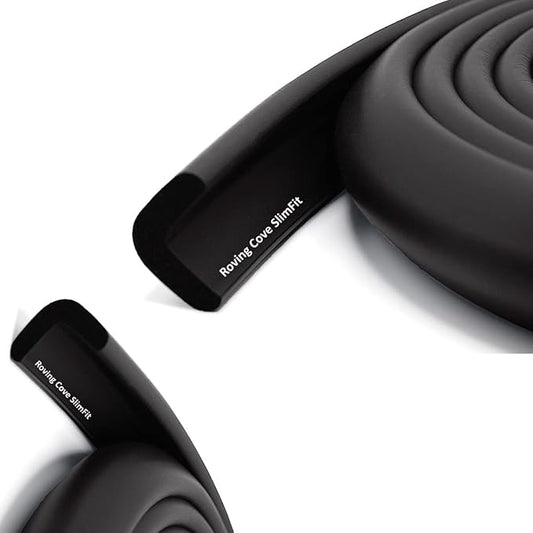 Roving Cove Slim-Fit Edge Protector for Baby Proofing (9ft Small Edge Only), Soft Rubber Foam, Furniture Edge Bumper Guard, Desk Edge Cushion, 3M Adhesive, Onyx Black