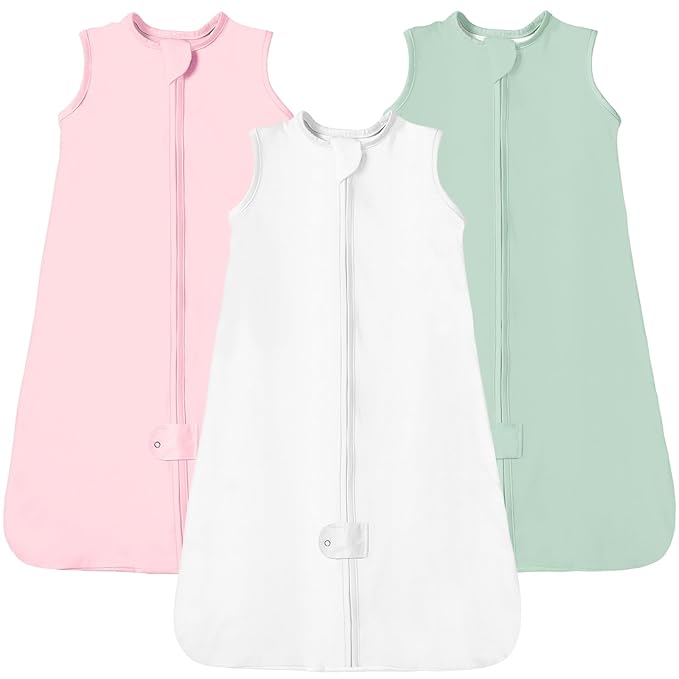 TotAha Sleep Sack 6-12-15 Months 3-Pack, Stretchy, Buttery Soft, Swaddle Transition Sleeping Bag, 2-Way Safe Zippers, Silky Comfort Baby Wearable Blanket for girl boy 0.5 TOG