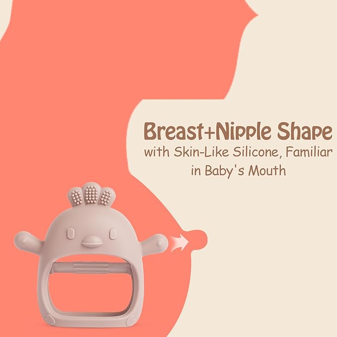 Teething Toys (5 Pack) - Tinabless Infant Teething Relief Toys&Teething Mitten Set, Food Grade Silicone Anti Dropping Wrist Hand Teethers Baby Chew Toys for Sucking Needs, Silicone Baby Teethers(Pink)