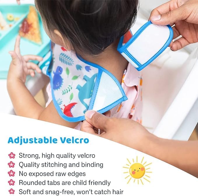 Baby bibs Waterproof Toddler bib - Feeding bib with Pocket for Infant Boy Girl Washable 6-36M