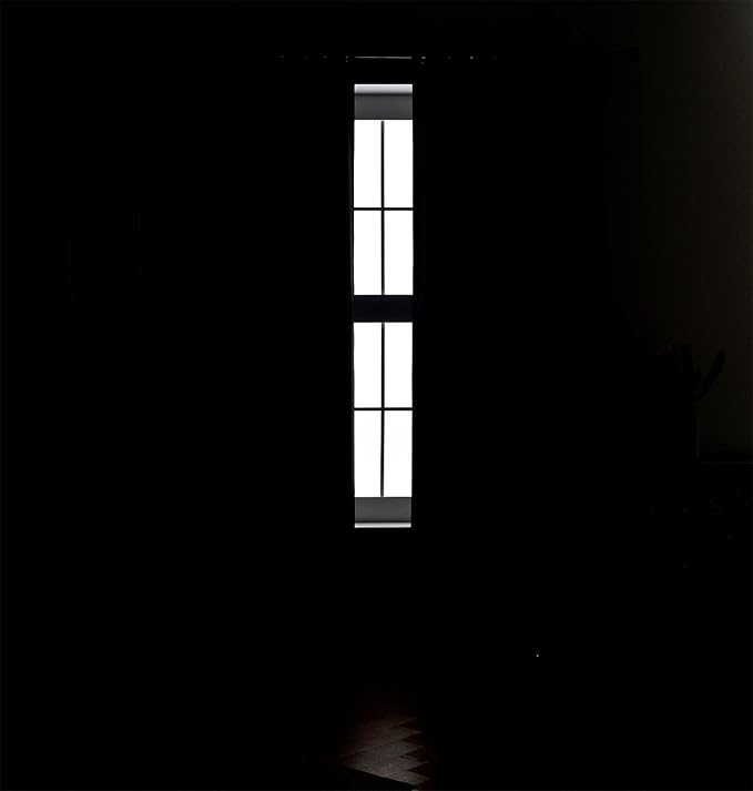 MIUCO Room Darkening Texture Linen Look Blackout Grommet Curtains for Office Set of 2 52x84 Inch Long Black