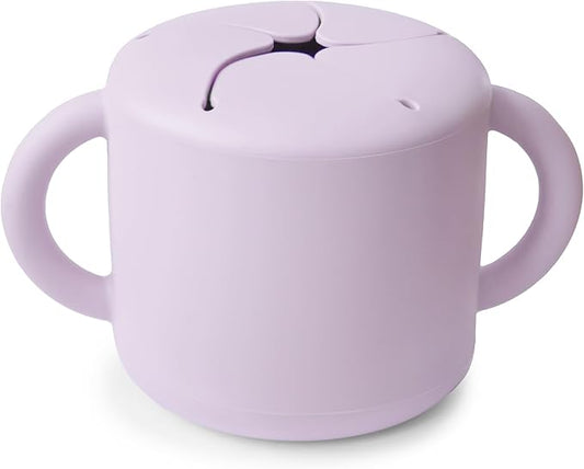 mushie Silicone Snack Cup | Spill Proof Food Container for Toddler and Baby (Soft Lilac)