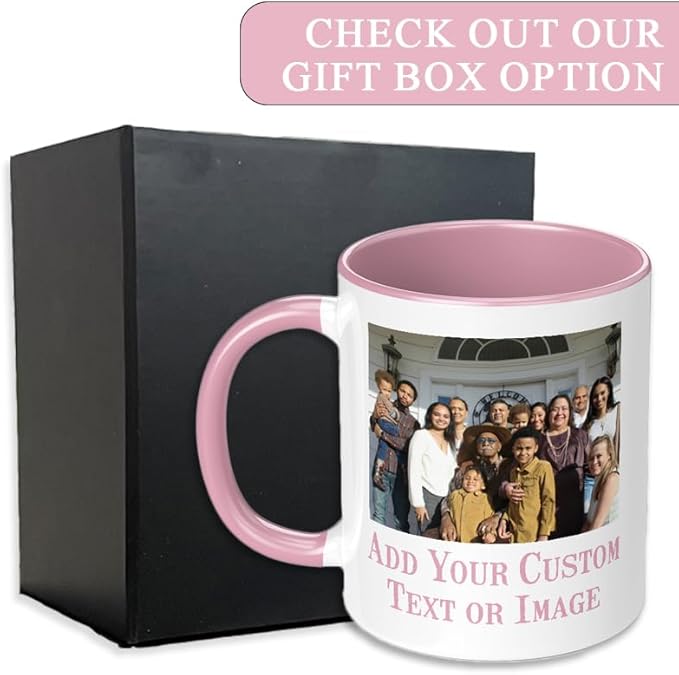 Personalized Mother's Day Coffee Mug, Custom Mum Photo Text 11 Oz Ceramic Mug, Customized Mom Gift Idea Picture Name Cup, Taza Cafe Personalizadas Fotos, Cute Gifts Mom Women Dad Men, Pink