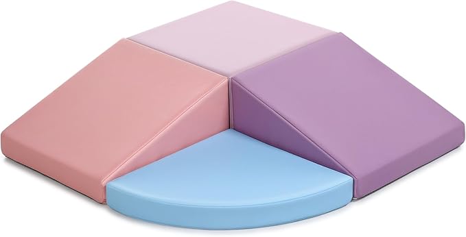 Climbing Foam Blocks for Toddlers: PU Leather Foam Blocks for Kids Active Play - Toddler Climbing Toys Indoor - Durable Playground Gym Preschool Toddler Toys for Boys and Girls (Purple/Pink)