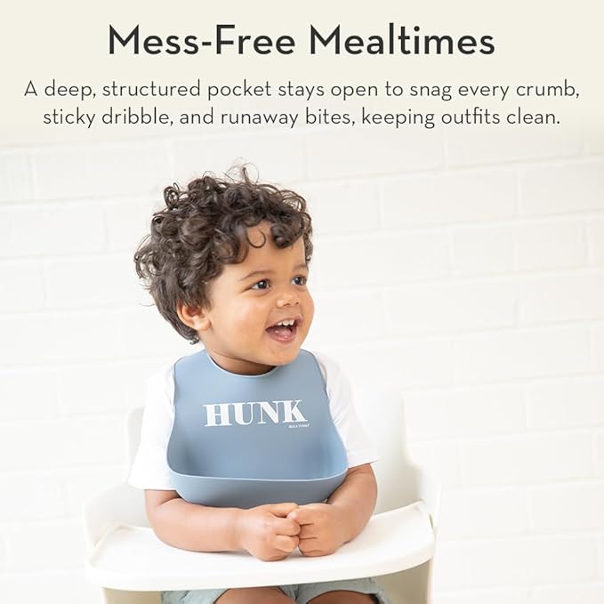 Baby Bib for Eating by Bella Tunno, Waterproof Silicone Bib with Large Food Catcher, Adjustable Fit for Babies 4-12 months & Toddlers 1-3 Years, Boys & Girls, Darling