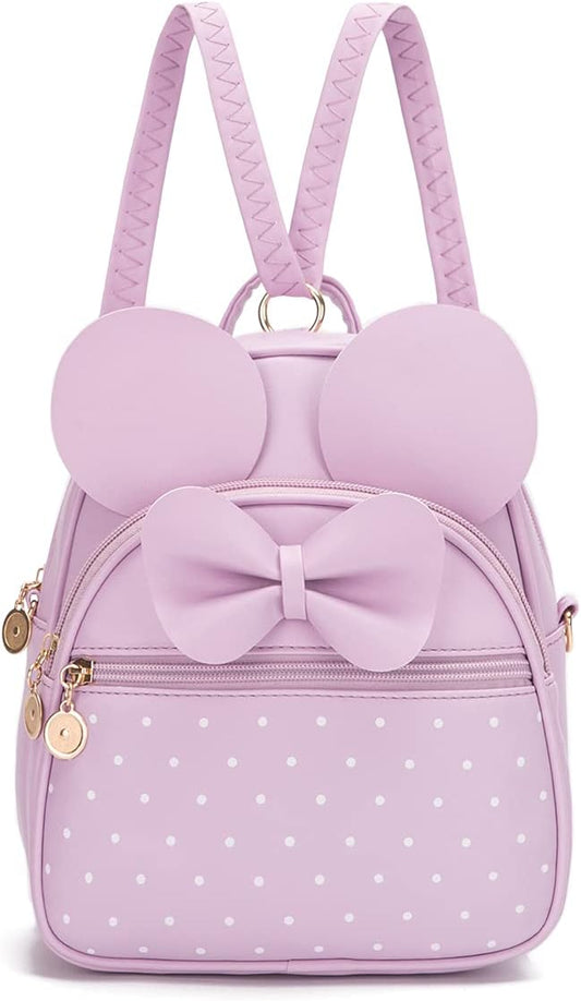 KL928 Girls Bowknot Polka Dot Cute Mini Backpack Small Daypacks Convertible Shoulder Bag Purse for Women