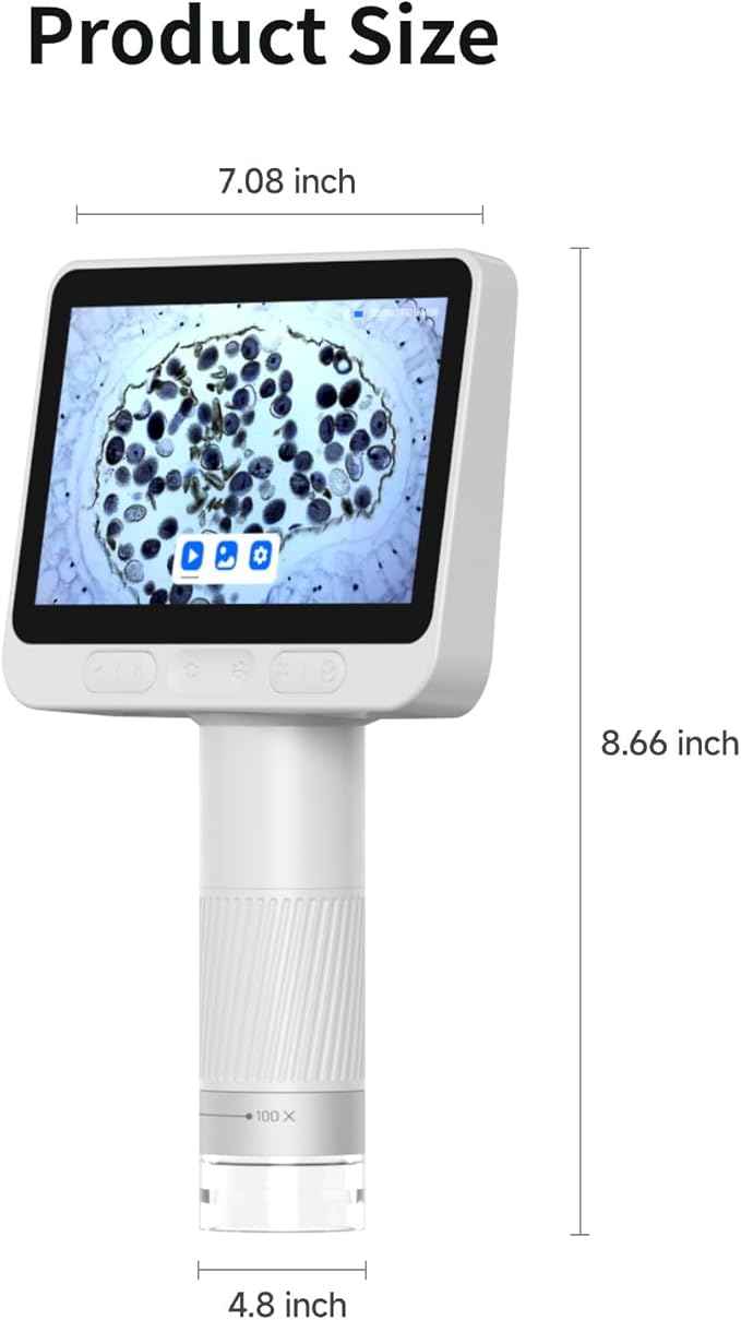 Microscope for Kids, Kids Microscope with 4.0" IPS Screen, Portable Digital Pocket Microscope for Kids 8-12, Miniscope Kids Compatible with iPhone Android Computer