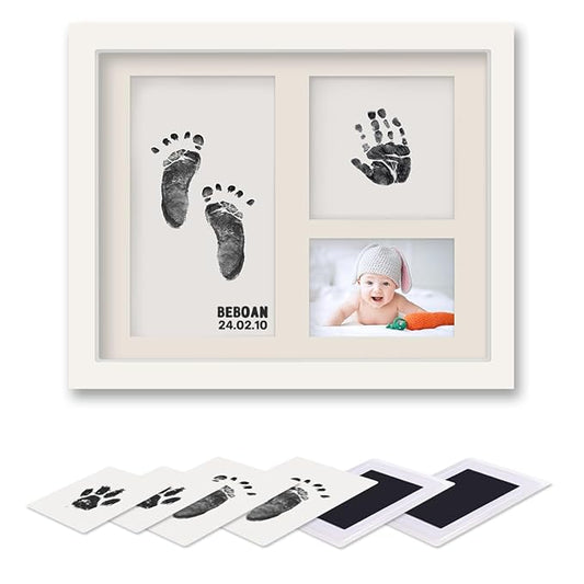 BEBOAN Inkless Hand and Footprint Kit, Baby Footprint Kit, Baby Keepsake Frames and Letter DIY Sticker, Personalized Baby Gifts, Dog Paw Print Kit, Pet Paw Print Impression Kit