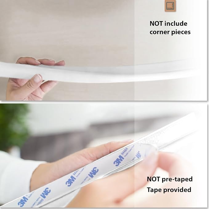 Roving Cove HeftyFit Edge Protector for Baby Proofing (6ft Large Edge Only), Heavy-Duty Soft Furniture Edge Bumper Guards, Desk Edge Cushion, Wall Corner Covers, 3M Adhesive, Oyster White (Off White)